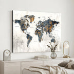 World Map Wall Art Canvas Print for Office Wall Decor