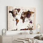 Blue Watercolor World Map Canvas Print | Framed Modern Wall Art