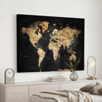World Map Canvas Wall Art with Famous Landmarks | Framed Travel Map