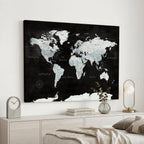 World Map Canvas Print | Framed Push Pin Wall Art, Color Splash Travel Map