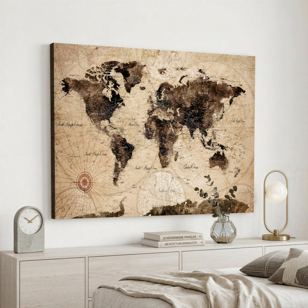 World Map Wall Art Canvas Print