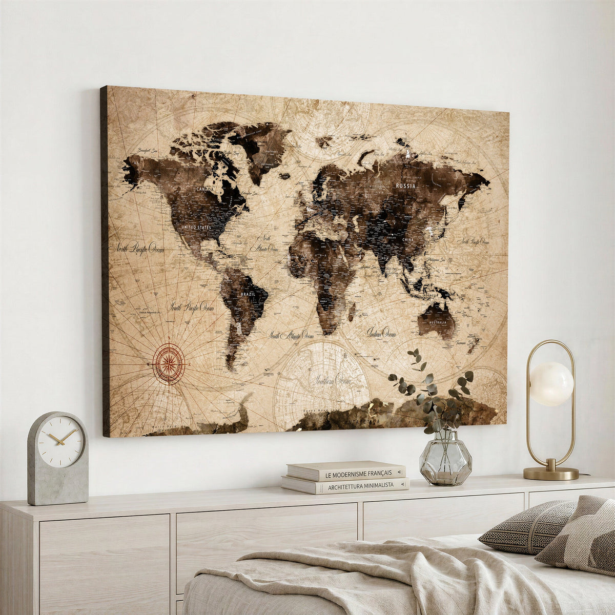 World Map Wall Art Canvas Print