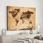 Modern Red and Gray World Map Canvas Print | Framed Wall Art