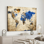 World Map Canvas Print | Colorful Abstract Travel Map, Framed Wall Art