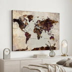 World Map Canvas Triptych | Colorful Global Wall Art for Living Rooms