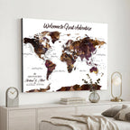 Custom Push Pin World Map Wall Art Canvas Print | Personalized Travel Map