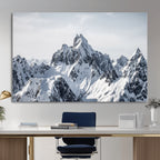 Snowy Mountain Range Canvas Print, Alpine Peaks Landscape Wall Art