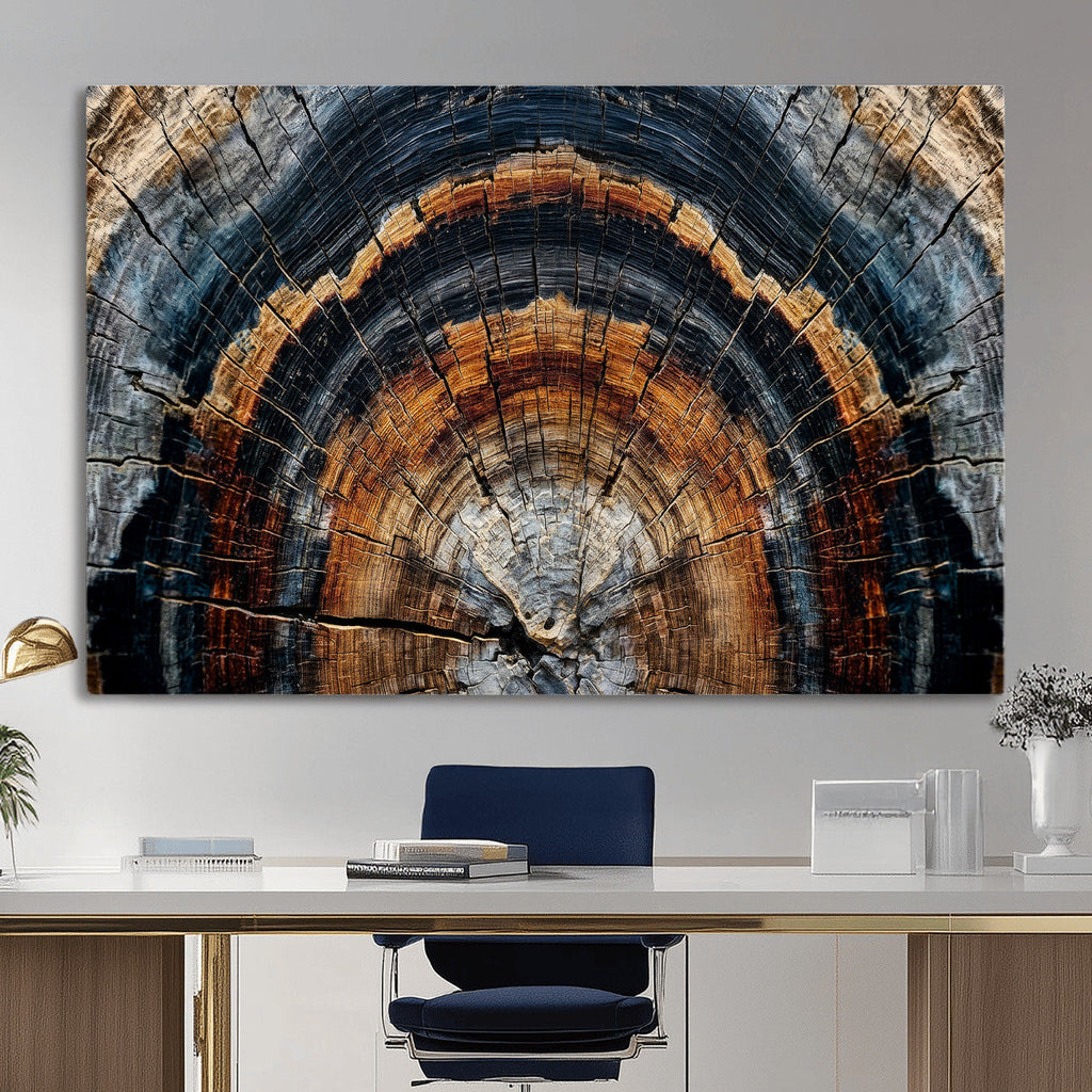 Abstract Wood Grain Canvas Print, Tree Ring Pattern Wall Art, Extra Large Living Room Wall Decor