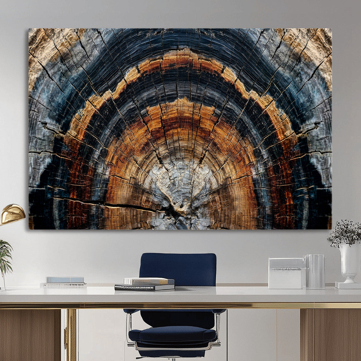 Abstract Wood Grain Canvas Print, Tree Ring Pattern Wall Art, Extra Large Living Room Wall Decor