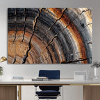 Abstract Tree Ring Wall Art Print, Natural Rustic Wood Grain Canvas