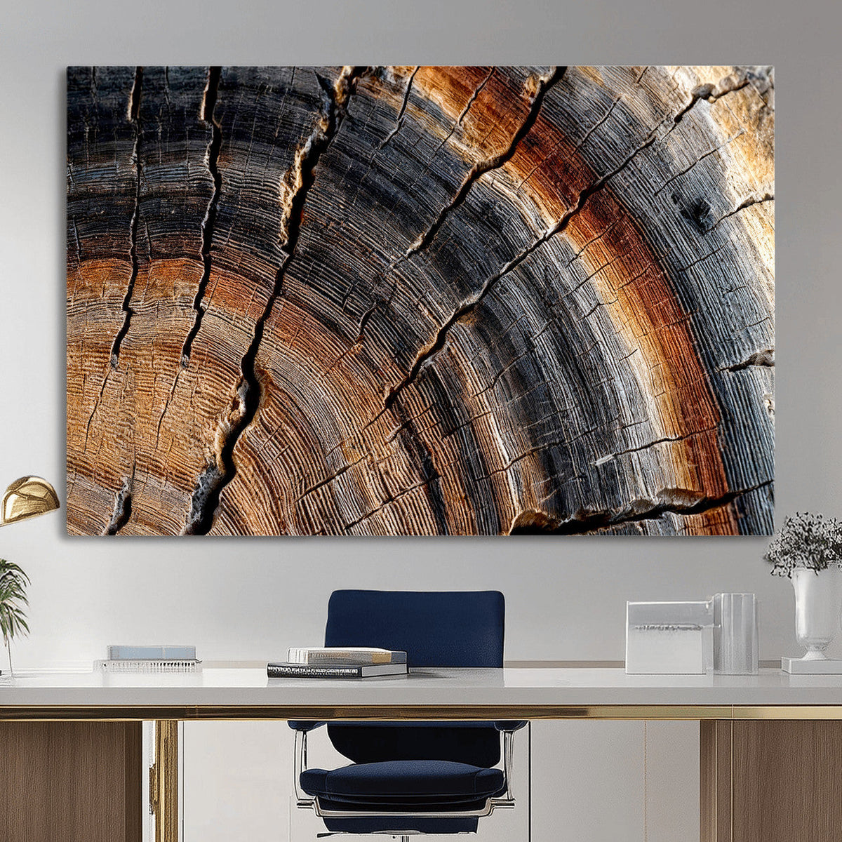 Abstract Tree Ring Wall Art Print, Natural Rustic Wood Grain Canvas