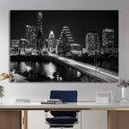 Austin Skyline Wall Art Canvas Print, Austin Downtown Night Cityscape
