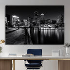 Boston Wall Art Canvas Print, Boston City Downtown Night Cityscape