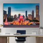 Chicago Wall Art Canvas Print - Chicago City Downtown Night Cityscape