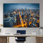 Chicago Wall Art Canvas Print - Chicago City Downtown Night Cityscape