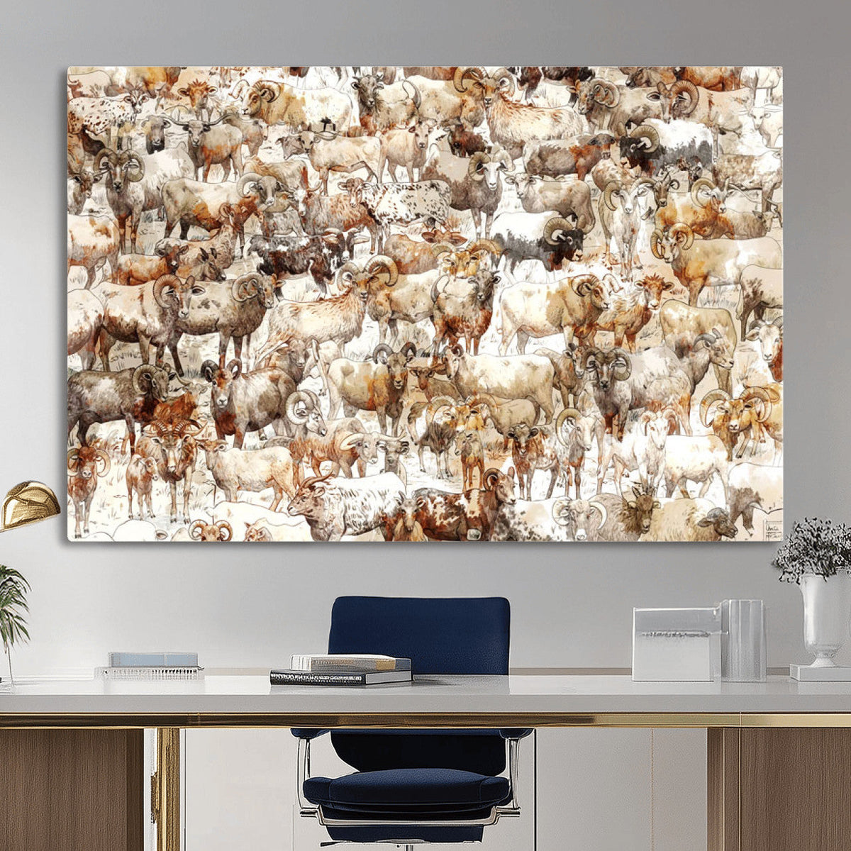 Farmhouse Bighorn Sheep Wall Art Canvas Print