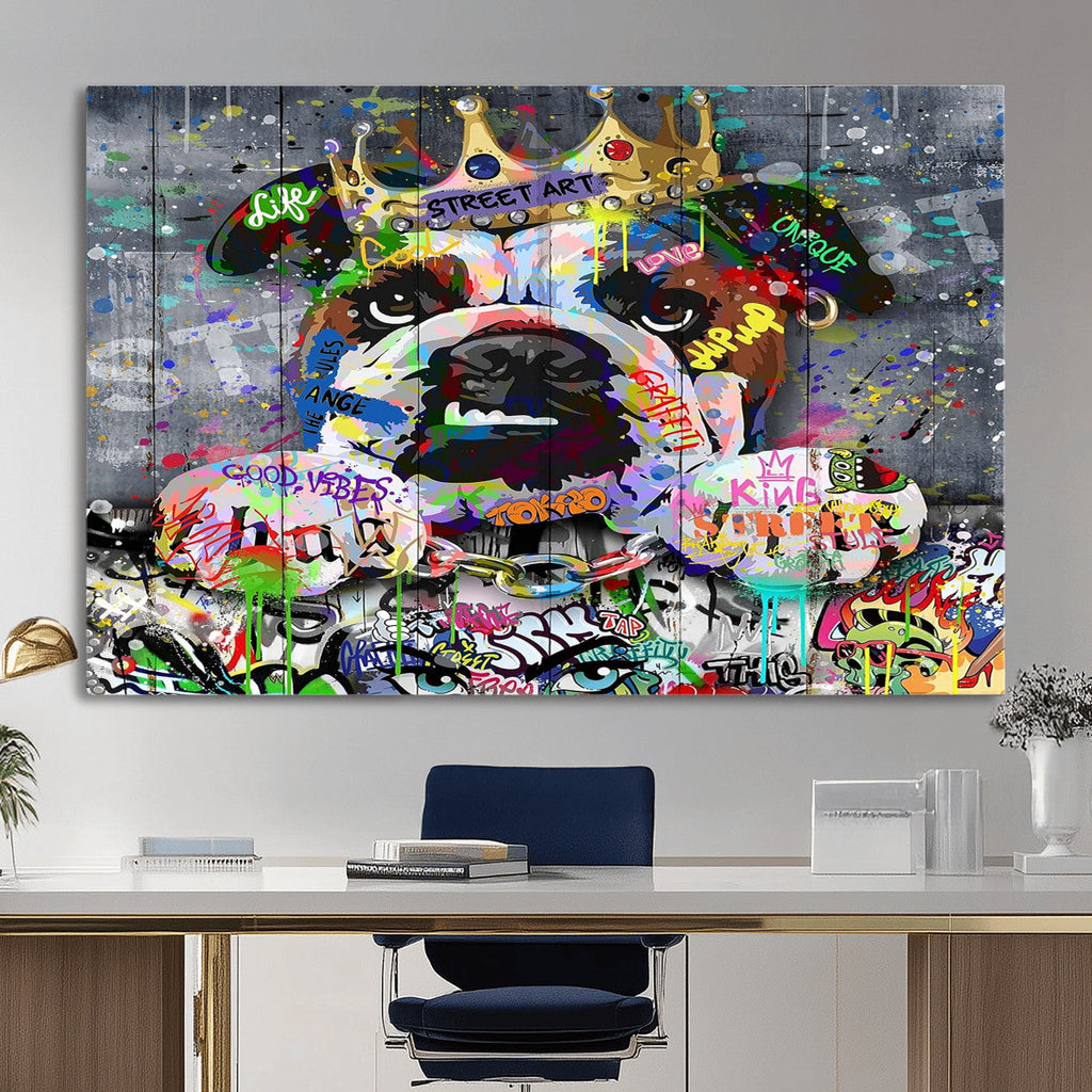 Graffiti Dog Wall Art Decor for Teen Bedroom | Abstract Graffiti Animal Canvas