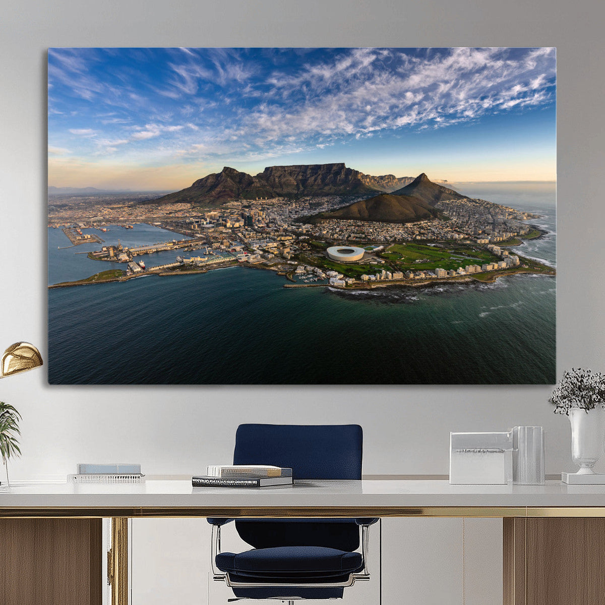 Cape Town Wall Art Canvas Print | Table Mountain Coastal Skyline Panorama