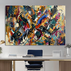 Geometric Abstract Wall Art Canvas Print, Orange Blue