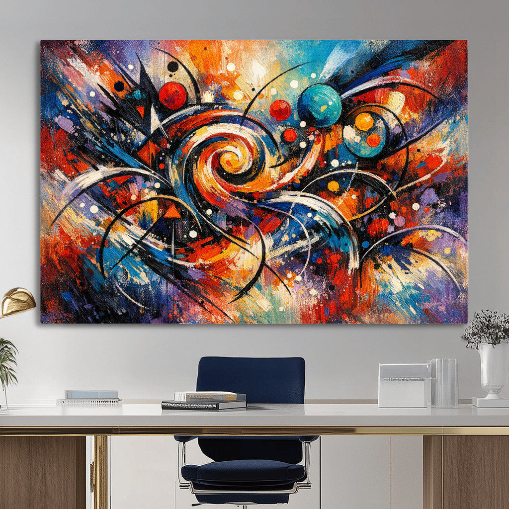 Geometric Abstract Wall Art Canvas Print, Orange Blue