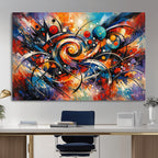 Geometric Abstract Wall Art Canvas Print, Orange Blue