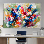 Geometric Abstract Wall Art Canvas Print, Orange Blue