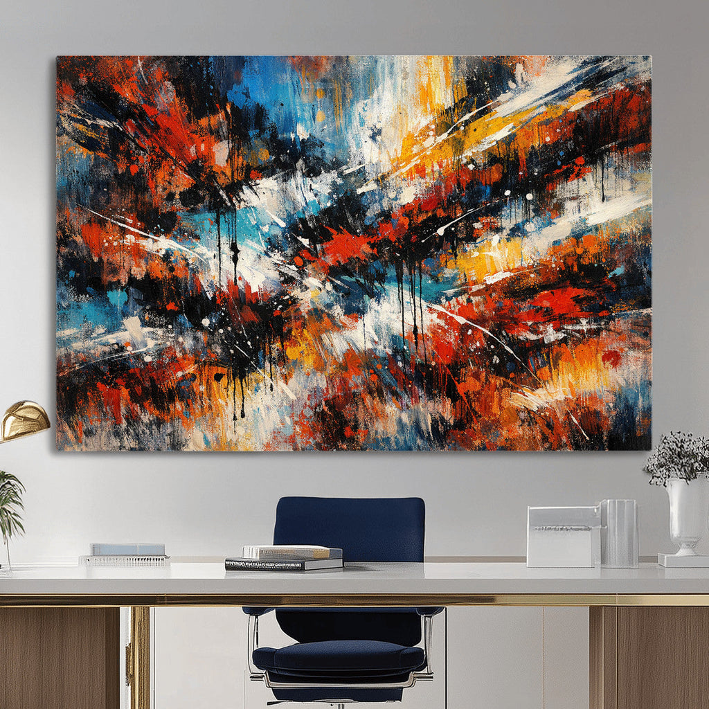 Lyrical Abstract Wall Art Canvas Print, Orange Blue Abstract