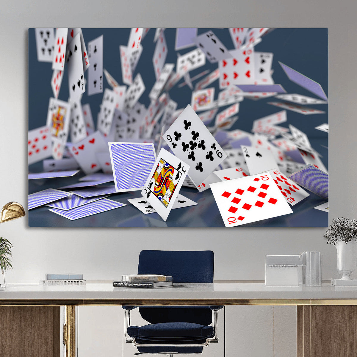 Playing Cards Canvas Wall Art | Casino Game Room Decor