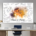 Ink Splash Wedding Guest Book Canvas, Personalized Couple Photo Sign
