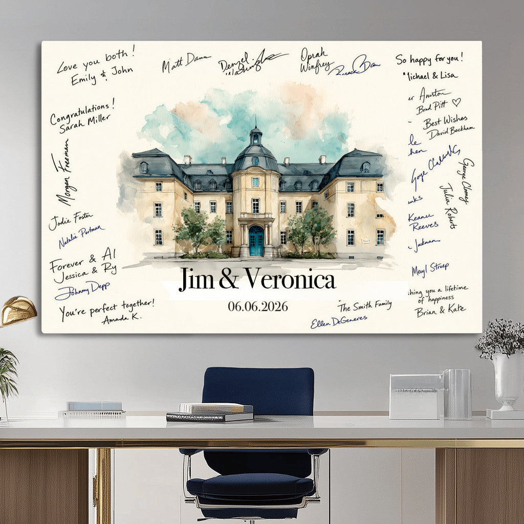 Wedding Venue Guest Book Canvas, Personalized Venue Drawing Sign