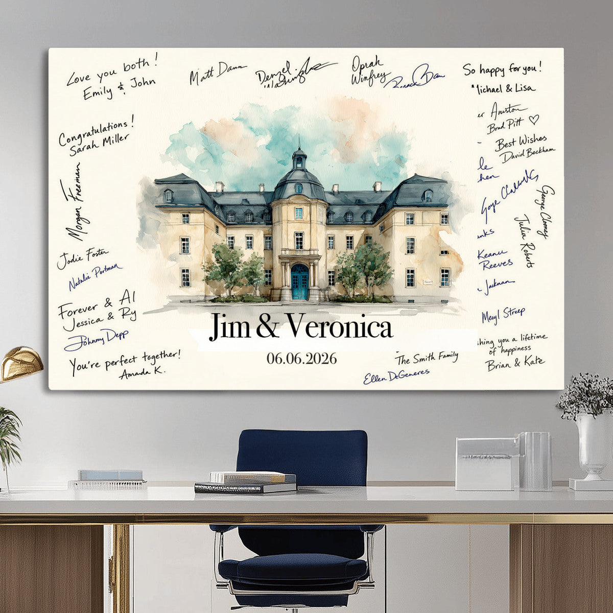 Wedding Venue Guest Book Canvas, Personalized Venue Drawing Sign