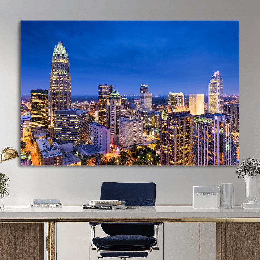 Charlotte Skyline Canvas Wall Art Print | North Carolina Cityscape