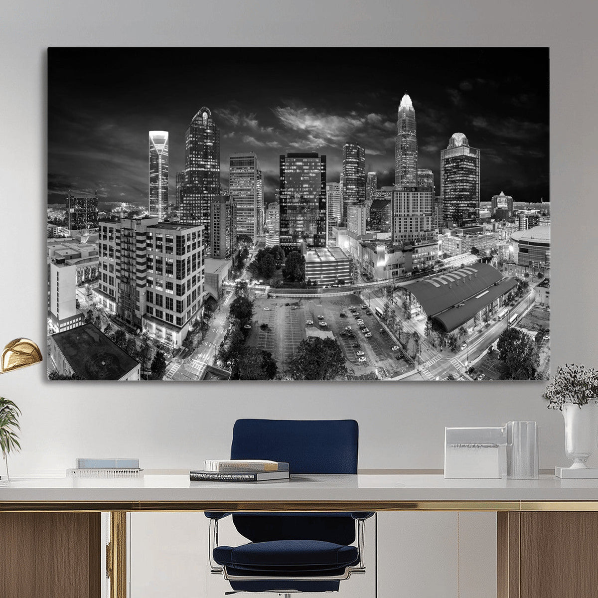 Charlotte Skyline Canvas Wall Art Print | North Carolina Cityscape