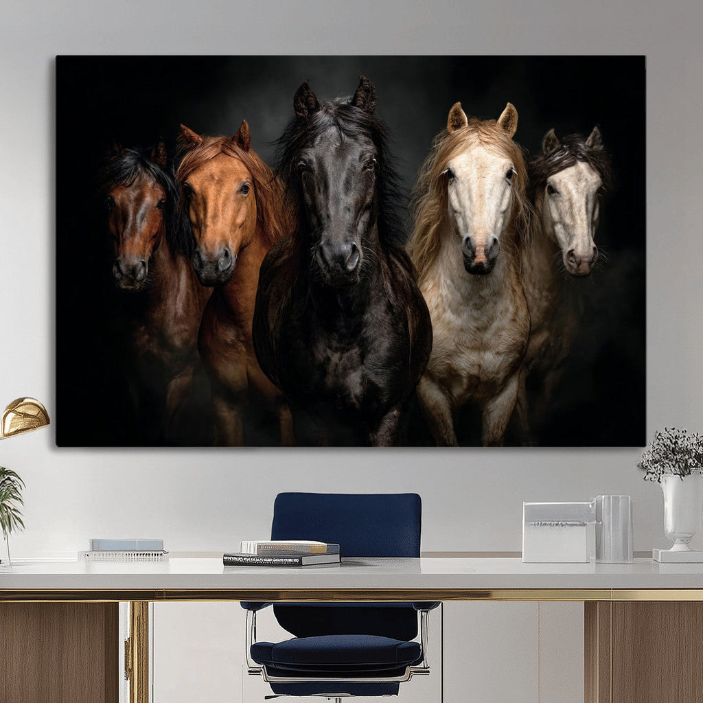 Horse Wall Art Canvas Print, Wild Horses Portrait Photography, Rustic Ranch Decor