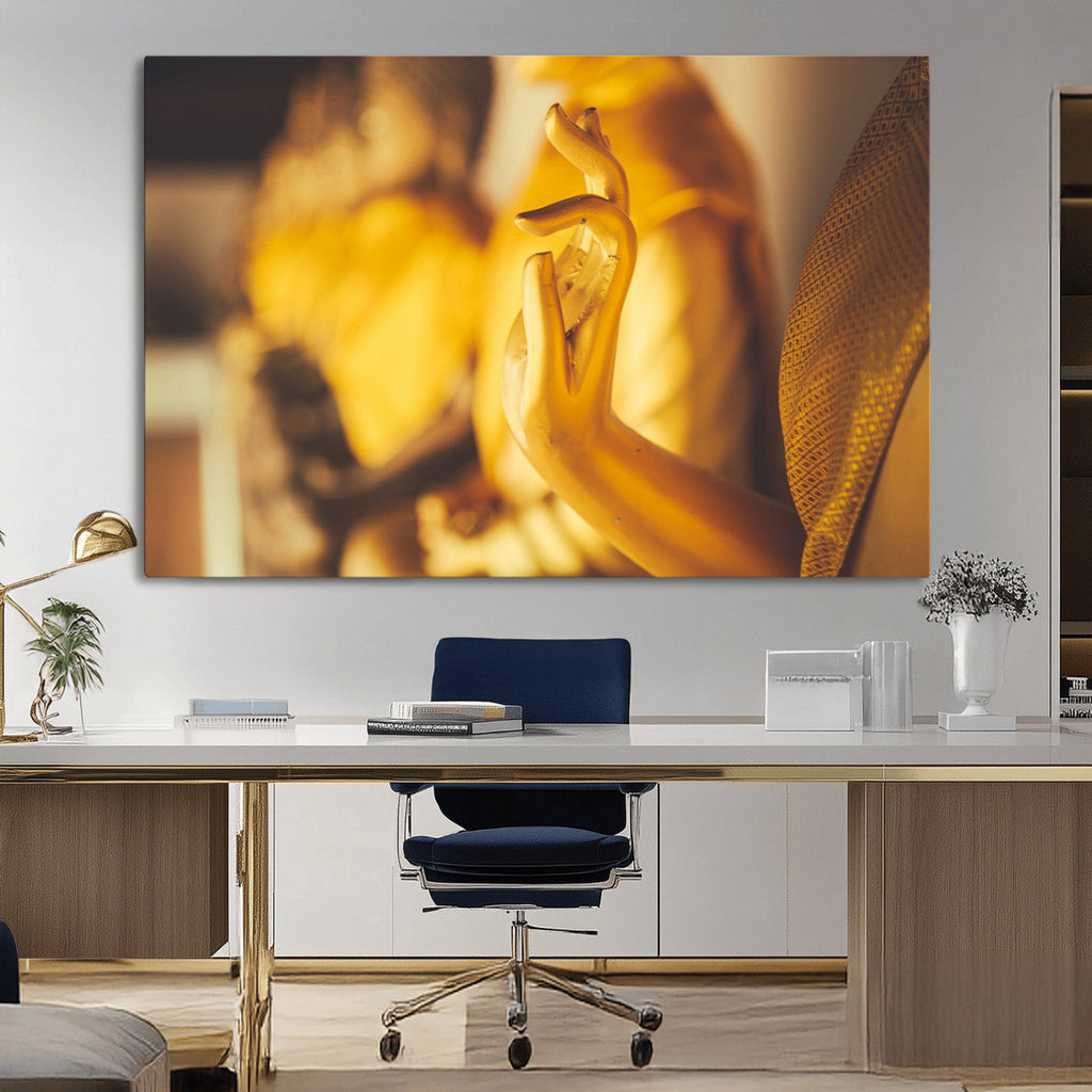 Gold Buddha Statue Hands Wall Art Canvas Print