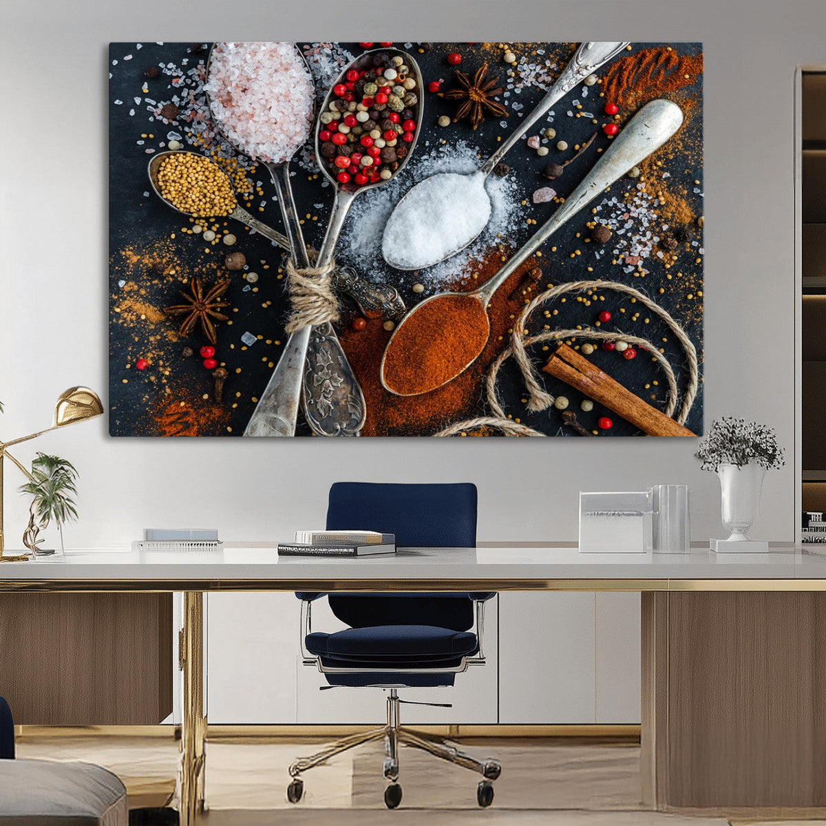 Spices and Seasonings Canvas Wall Art | Colorful Triptych Kitchen Decor