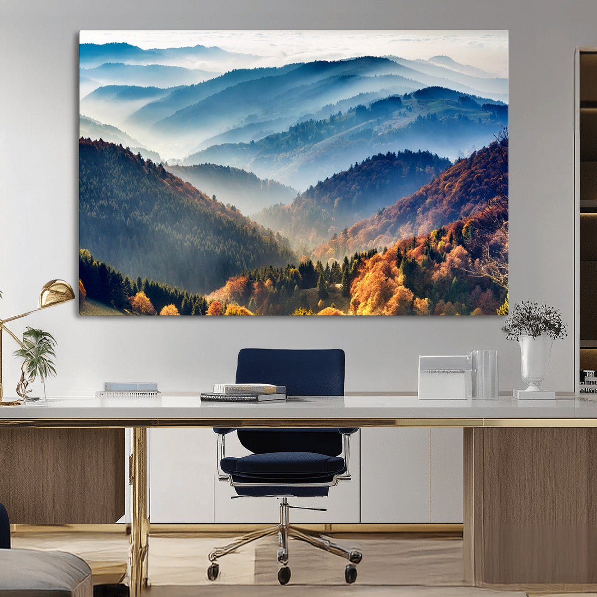 Mountains Forest Autumn Wall Art Canvas Print
