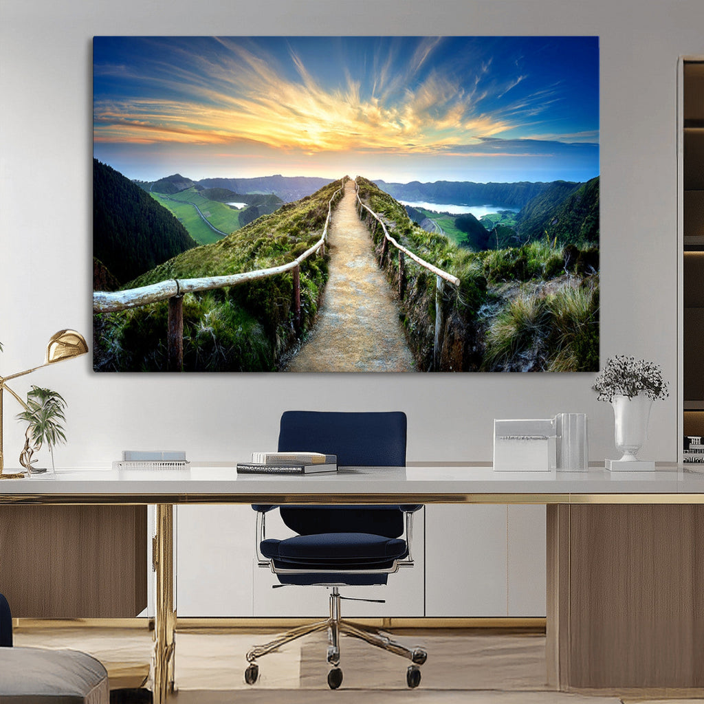 Mountain and Sunset Wall Art Canvas Print