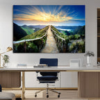 Mountain and Sunset Wall Art Canvas Print