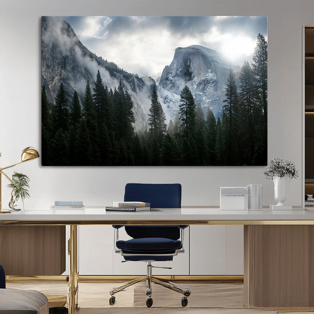 Wall Art Foggy Forest Landscape Canvas Print