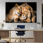 Lion and Lioness Wall Art Canvas Print | African Wildlife Animal Art