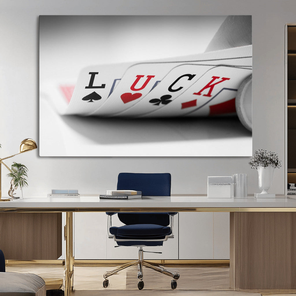 Framed Lucky Poker Cards Canvas | Modern Triptych Wall Art for Game Rooms