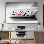 Framed Lucky Poker Cards Canvas | Modern Triptych Wall Art for Game Rooms