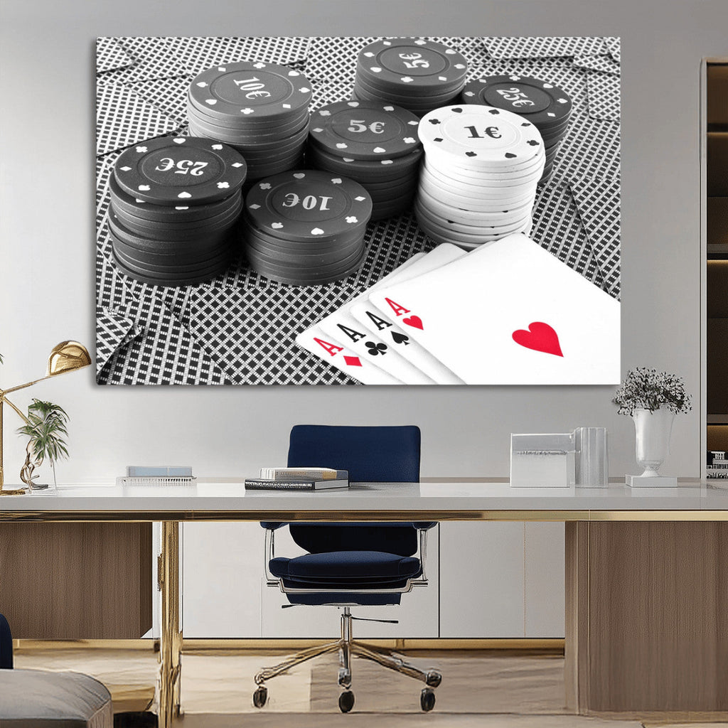 Poker Game Cards Wall Art Canvas, Multi Panel Wall Art