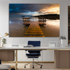 Serene Lake Pier at Sunset Canvas Print | Landscape Wall Art | Ready to Hang