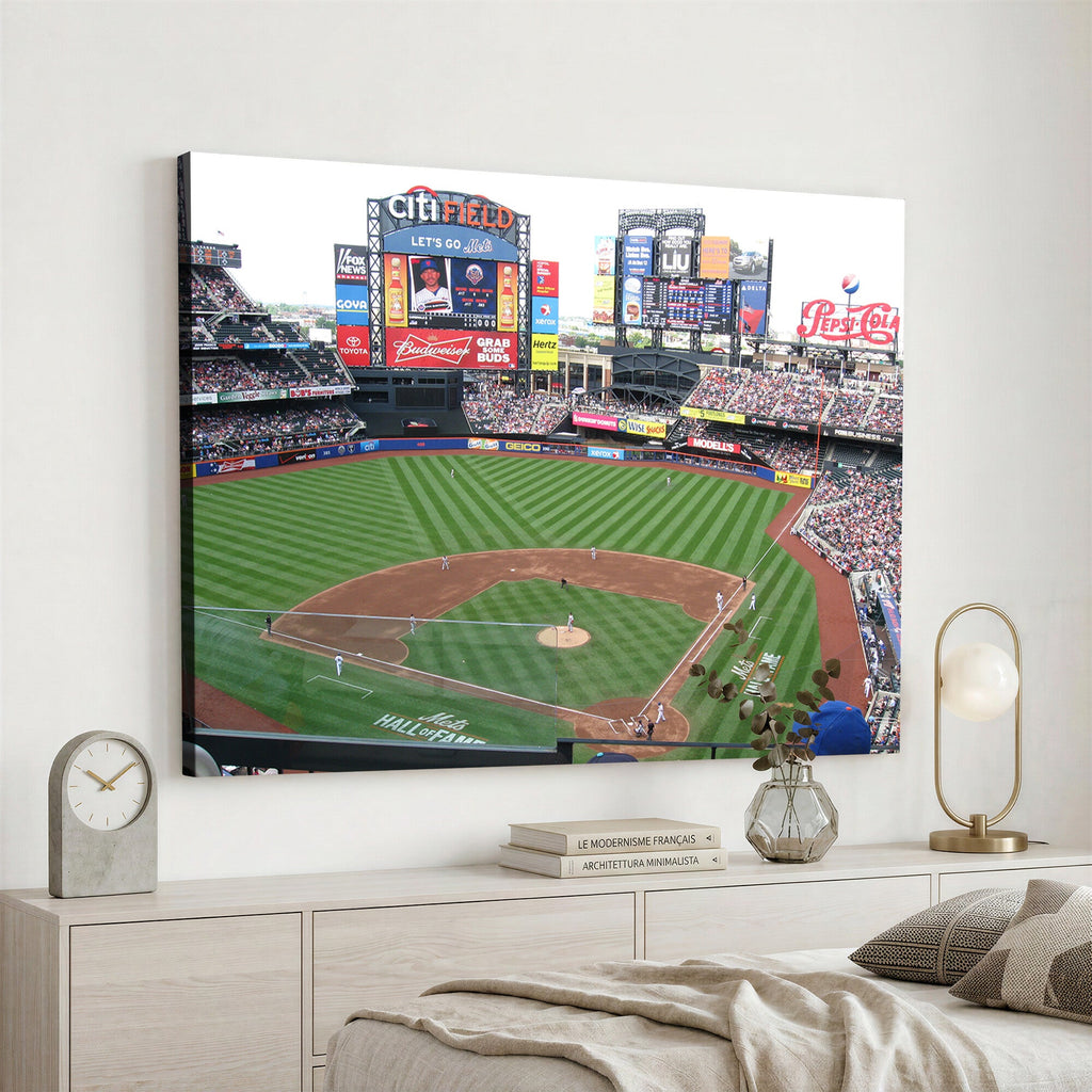 New York Mets Baseball Team Print, Citi Field Baseball Stadium Wall Art