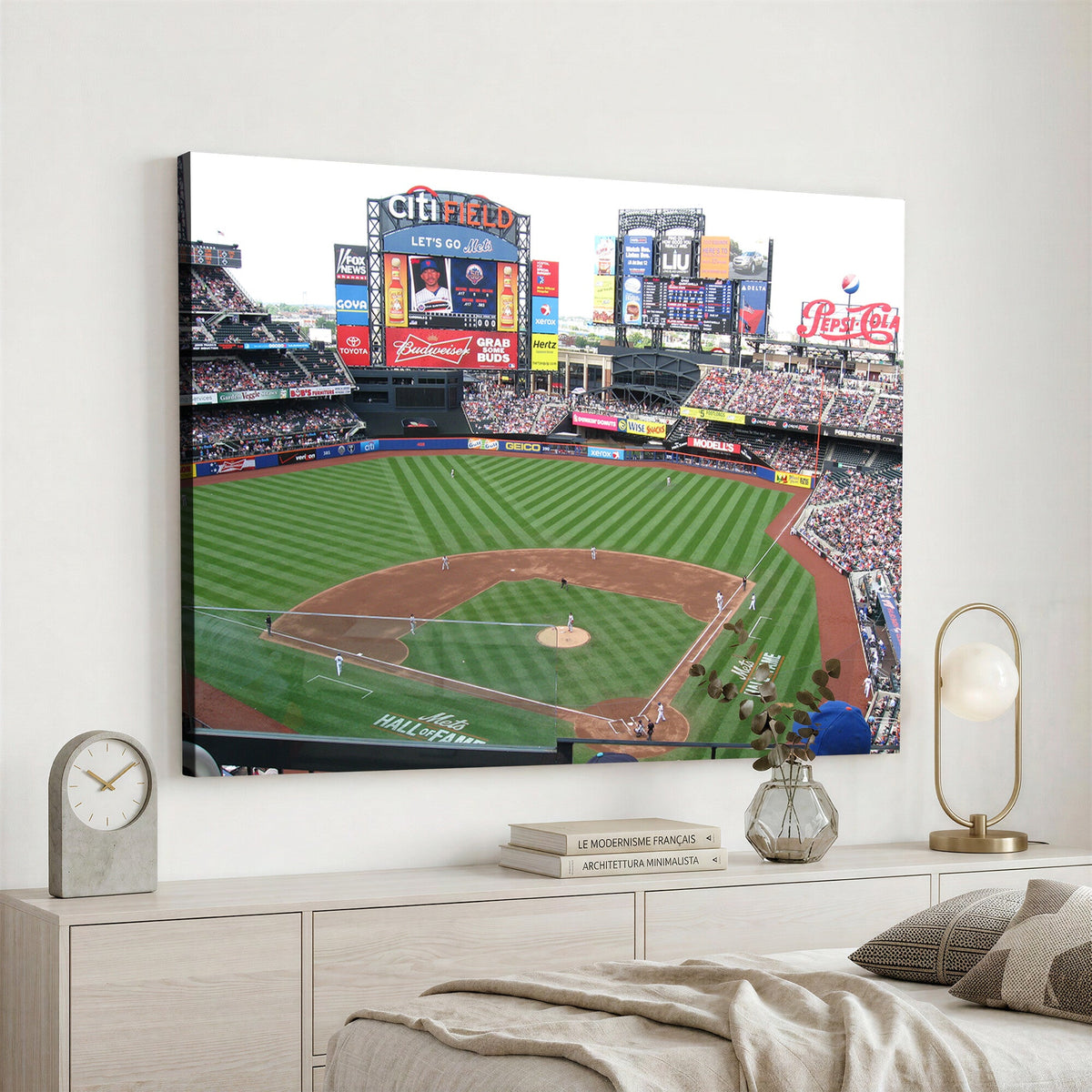 New York Mets Baseball Team Print, Citi Field Baseball Stadium Wall Art