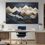 Rustic Mountain Landscape Wall Art Canvas Print, Framed 3D Wooden Effect Mountain Art