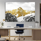 Gold Abstract Mountains Wall Art Print on Canvas, Nature Wall Art Print