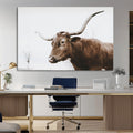 Rustic Bull Wall Art Canvas Print, Modern Longhorn Farmhouse Animal Decor